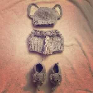 Elephant diaper cover, hat & booties! Worn once!